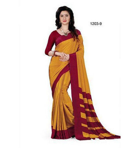 Buy Uniform Sarees Corp Grey and Turquoise Women's Premium Mulberry Silk  GTQ Small Butty Uniform Sarees for Hospital With Blouse Piece at Amazon.in