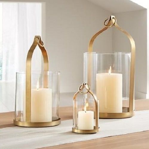 Tinplate Sheet And Hanging Candle Holder With Glass Chimney