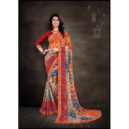 6m Casual Chiffon Fancy Saree (With Blouse Piece)