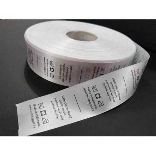 Black And White Plain Satin Woven Edge Label Roll