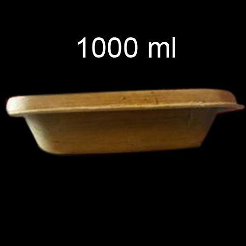 Disposable Rectangular Areca Leaf Box (1000 Ml)