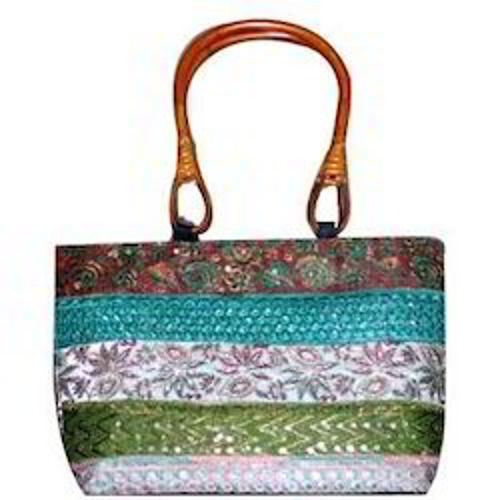 Mulicolor Wooden Handle Ladies Bags