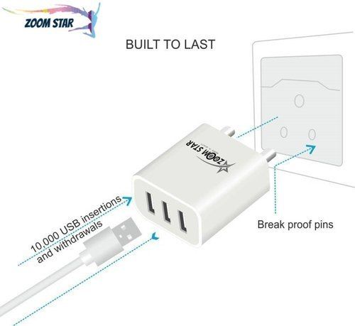 Zoom Star 3 Port Smart USB Wall Charge Adapter