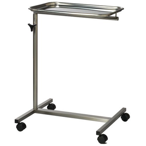 Stainless Steel Mayo Table - 555mm x 430mm Size, Height Adjustable from 3-4 Feet | Polished Finish, Ideal for Commercial Hospital Use