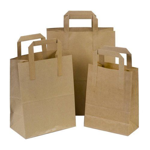 Moisture Proof Brown Paper Carrier Bags With Flat Handles