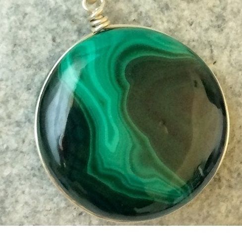 Round Natural Malachite Pendant