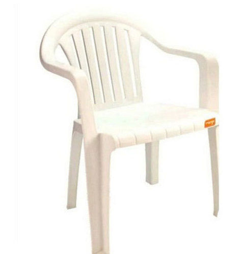 White Plastic Chair With Hand Rest