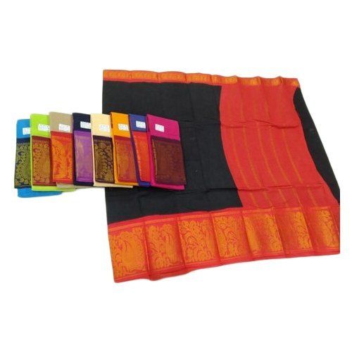 Multi Color 6.3M Madurai Cotton Handloom Party Wear Cotton Saree (With Blouse Piece)