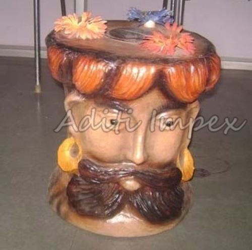 Painted Decorative Human Face Shape Stool