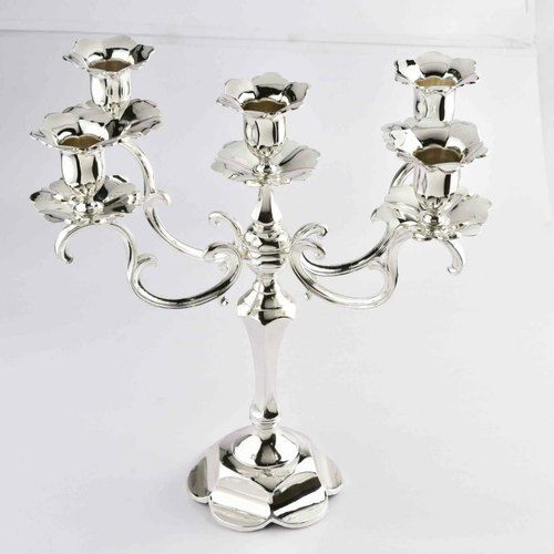 Nickle Plated Crystal Candle Stand