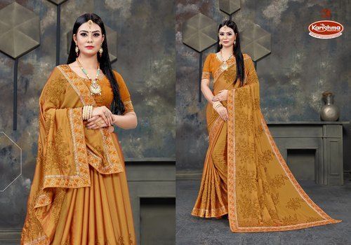 Multi Color Available Embroidery And Stone Work Saree (Daulat)