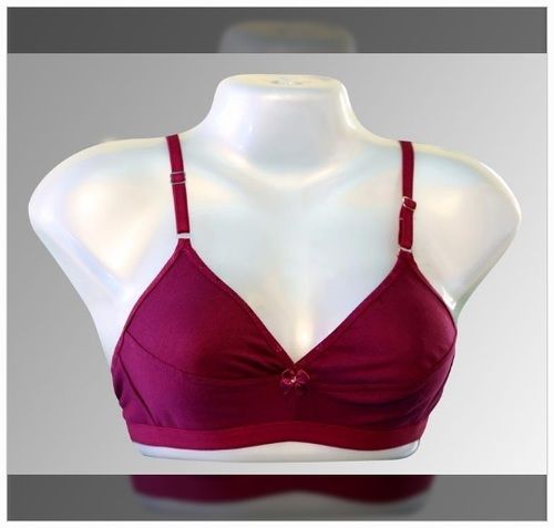 Ladies Plain Maroon Bra