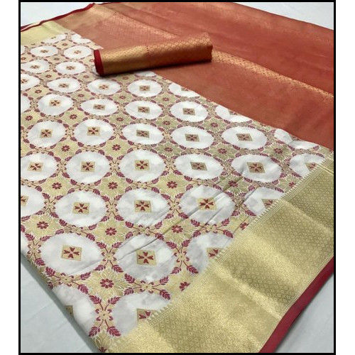 Multi Color Available Ladies Printed Banarasi Saree With Zari Work