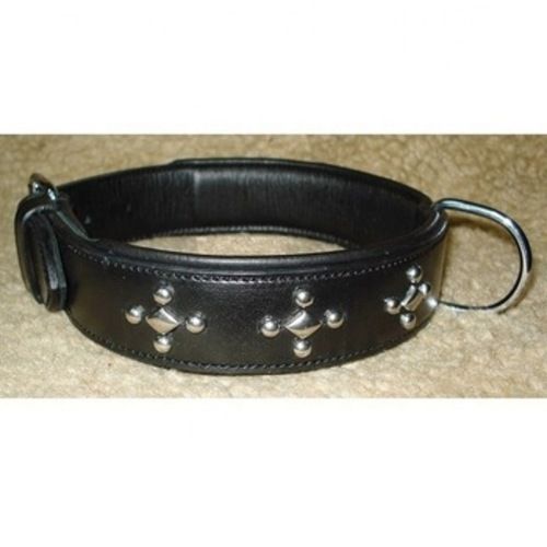 Eco-Friendly Black Leather Collar With Clinchers