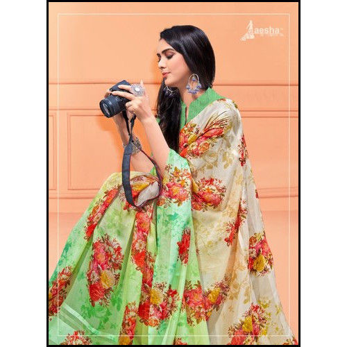 Multi Color Available Crepe Silk 6.3M Printed Formal Wear Saree (With Blouse Piece)