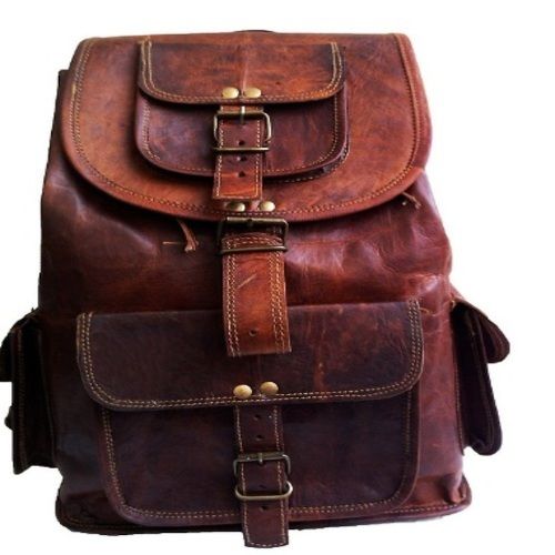 Black And Brown Leather Backpack Gender: Unisex