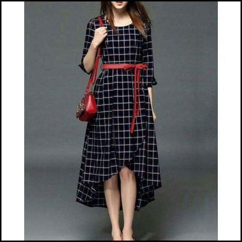 Printed RED Cotton Checked One Piece Dress, 3/4th Sleeves, Formal Wear at  Rs 715/piece in New Delhi