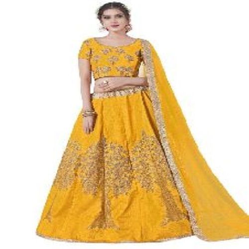 Bhagalpuri Silk Yellow Floral Print Semi Stitched Lehenga Style Suit - PAS  | Lehenga style, Fashion, Ethnic wear designer