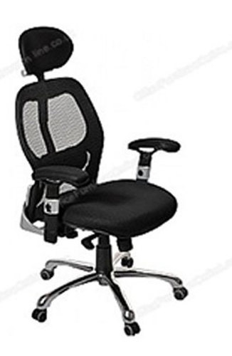 हेडरेस्ट और एडजस्टेबल हैंडल के साथ ब्लैक मेश बॉस चेयर