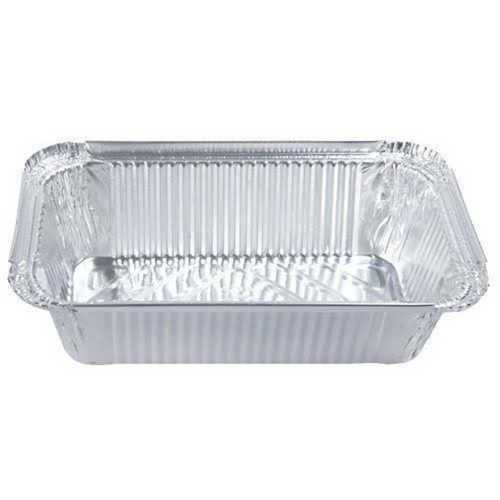 Silver Rectangular Disposable Aluminum Foil Container