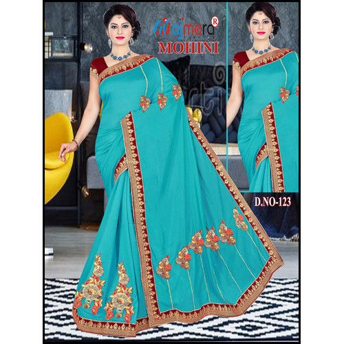 6m Wedding Wear Embroidered Saree