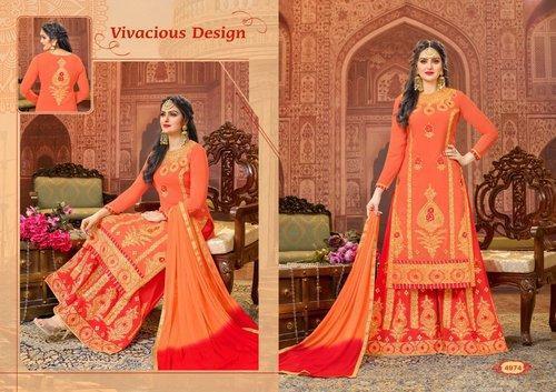 Multi Color Georgette Fabric Semi-Stitched Suits