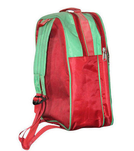 Red And Green Kids Polyester School Bag