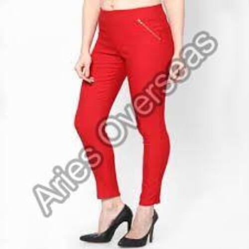 Ladies Wear Plain Red Jeggings