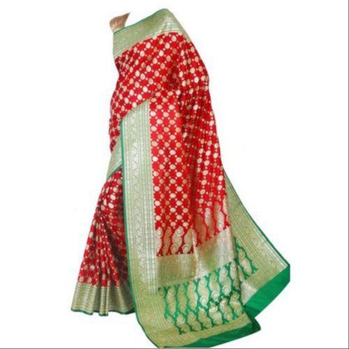 Party Wear Red And Green Contrast Banarasi Silk Saree