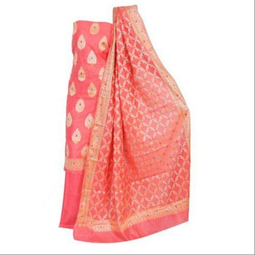 Salmon Silk Embroidered Ladies Chanderi Suit