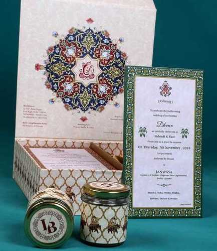 Mdf Board Attractive Pattern Wedding Cards Boxes