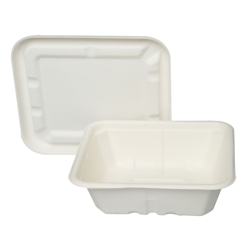 White 100% Biodegradable 750 Ml Food Box With Lid