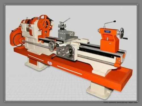 White & Orange Lathe Machine With Less Maintenance