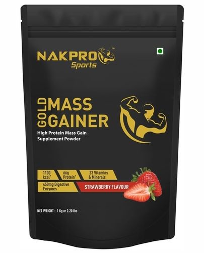 Nakpro Sports Gold Mass Gainer Protein Powder Supplement With Digestive Enzymes Vitamin And Minerals - Strawberry Shelf Life: 18 Months