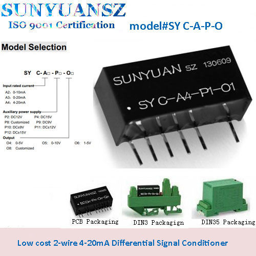 Black Low Cost 2-Wire 4-20Ma Differential Signal Conditioner 4-20Ma Differential Signal Acquisition Converter