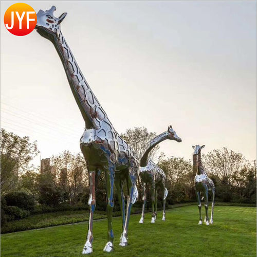 Silver Stainless Steel Metal Giraffe Sculpture