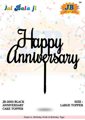 Black Happy Anniversary Cake Topper