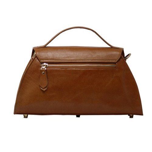 Brown Top Handle Ladies Leather Handbag