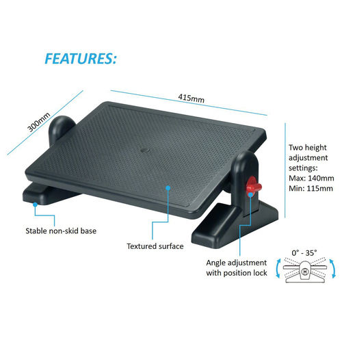 High Polystyrene Palo 009 Ergonomic And Angle Adjustable Footrest With Angle Locking