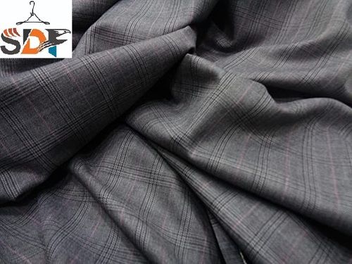 Polyester Viscose Check Suit Fabric