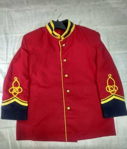 Red Color Full Sleeves Band Uniforms Collar Type: O-Neck