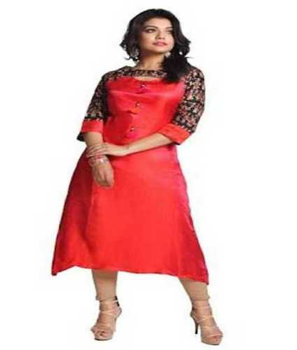 All Colors 3/4 Sleeves Ladies Fancy Kurti