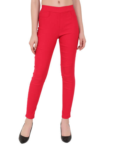 Indian Women's Stretchable Red Jeggings Pant at Best Price in New