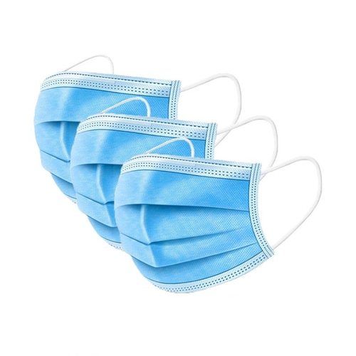 3ply Disposable Face Mask - Low Breathing Resistance, Earloop Secured, Plain Blue, Sterilized Quality A