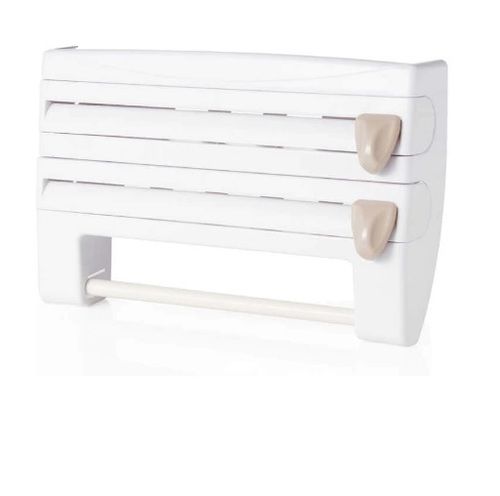 Wall-Mounted Paper Roll Holder - Durable Aluminum, Compact Design with Easy Dispensing and Hidden Blades