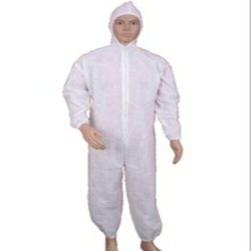 White Disposable Non-Woven Hooded Coverall