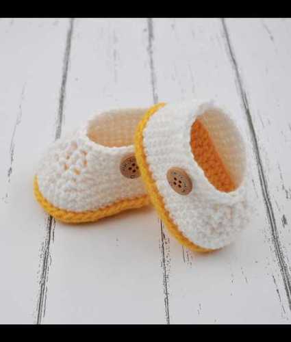 White & Yellow Double Base Crochet Baby Booties