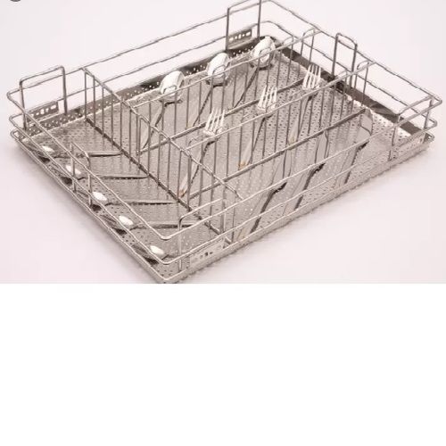 Steel Grey Seat Cutlery Basket For Kitchen