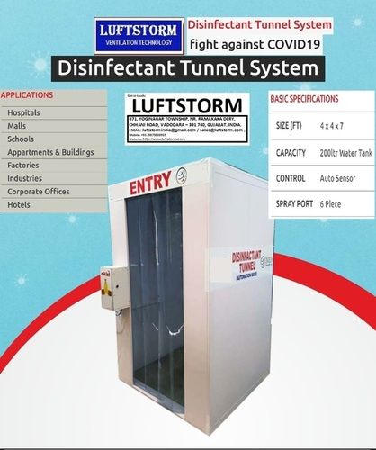 Disinfectant Tunnel System With Attached Dispenser At Exit For Hand Sanitizer Dimension(L*W*H): 4 X 4 X 7 Foot (Ft)