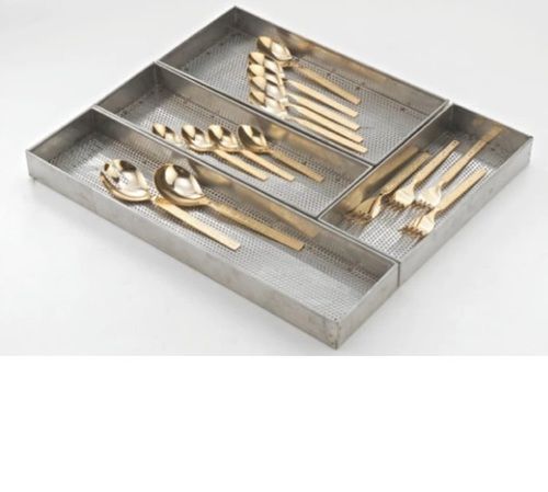 Steel Grey Seat Cutlery Basket For Kitchen